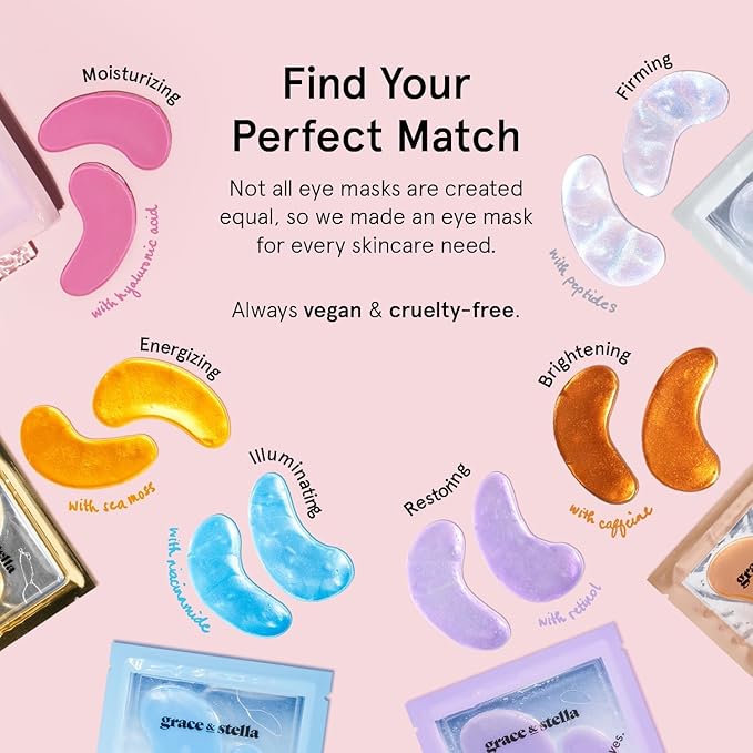 grace & stella Caffeine Under Eye Patches - Awakening Eye Patches for Puffy Eyes and Dark Circles - Under Eye Mask Patches with Niacinamide & Hyaluronic Acid - Vegan, Cruelty-Free, 24 Pairs