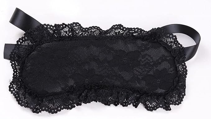 Soft Lace Eye Mask Party Ribbon Accessories, Eye Mask Comfortable Sleep Mask Can Be Adjusted to Shading Eyes, Travel,Home,Meditation,Shift Work (Black)