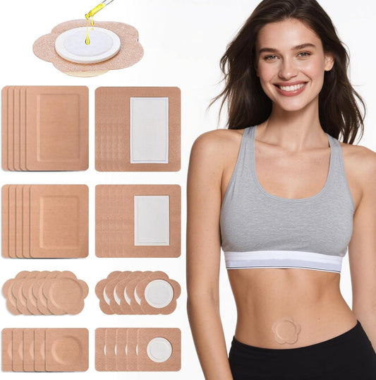 Castor Oil Patches for Belly Button, 4 Sizes Mix 40PCS Castor Oil Pack Wraps Organic Cotton Self-Adhesive Castors Oils Pack Anti Leakage Disposable Pad Breathable No Wash (Oil Not Included)
