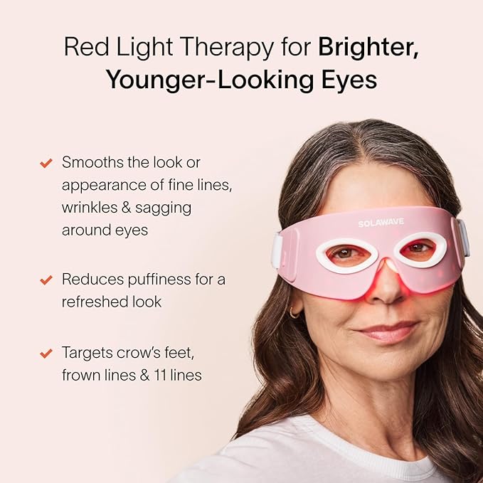 Solawave Eye Recovery Pro | FDA Cleared Red and Infrared Light Therapy for Under-Eye Wrinkles, Forehead Lines, 11s, Crow's Feet, Dark Circles | Anti-Aging Eye Mask with Hands-Free Light
