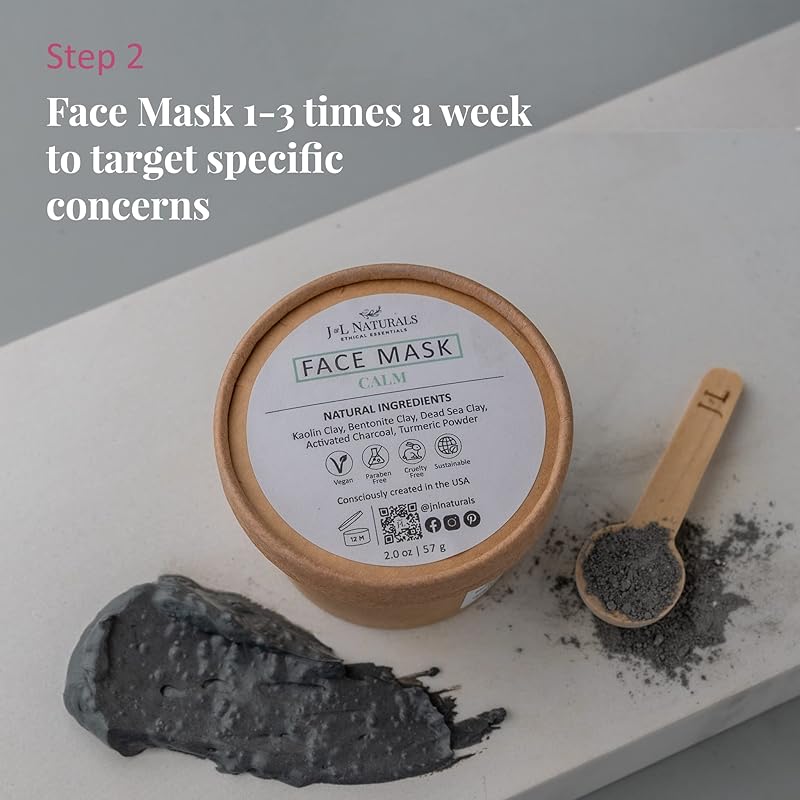 J&L Naturals Simple Skin Regimen Kit With Cleansing Bar, Face Salve, Konjac Sponge, Lip Balm | For Sensitive and Acne-Prone Skin | Zero Waste (Calm (sensitive, acne-prone skin), Exceptional)