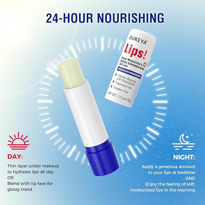 2PCS, Medicated Lip Balm Hydrating w/Petrolatum, Shea Butter, Beeswax, 100% Natural Ingredients, Organic Lip Butter Balm & Moisturizers Lip Repair For Dry Cracked Lips Overnight Lip Treatment