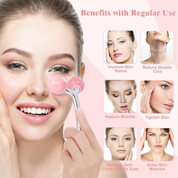 Face Roller for Wrinkles and Lifting, 3D Pure Jade Roller Diamond-Shaped for Women Men Skin Care Guasha Scraping Facial Massager Tool for Jawline V- Shape & Puffy Eyes & Lymphatic Drainage