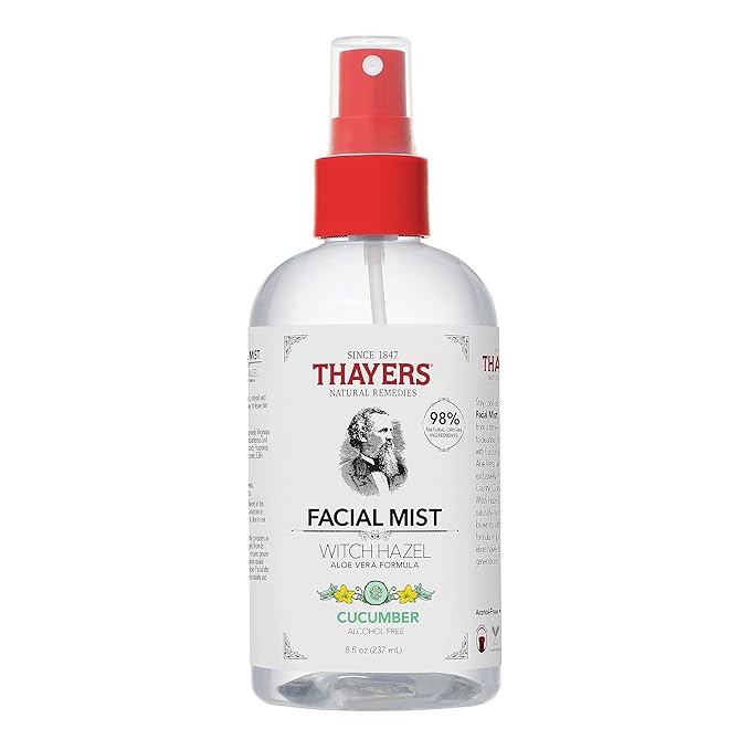 Thayers Alcohol-Free Witch Hazel Facial Mist Toner with Aloe Vera, Cucumber, Soothing and Hydrating, For All Skin Types, 8 oz