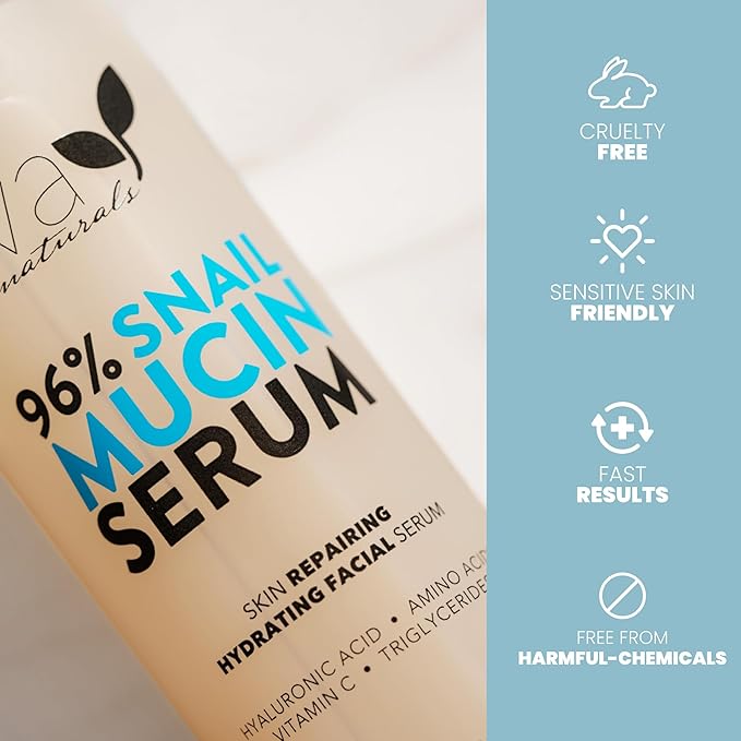 Eva Naturals Snail Mucin Serum For Face 4oz – Korean Skincare, Moisturizing & Rejuvenating Serum For All Skin Types