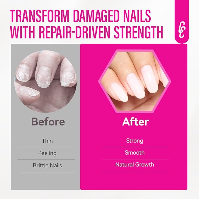 Nail Hardener Extra Strong and Growth: Milky White Natural Nail Strengthener for Enthusiast - Polish Hardener Ridge Filler Concealer for Damaged Nails 15ml