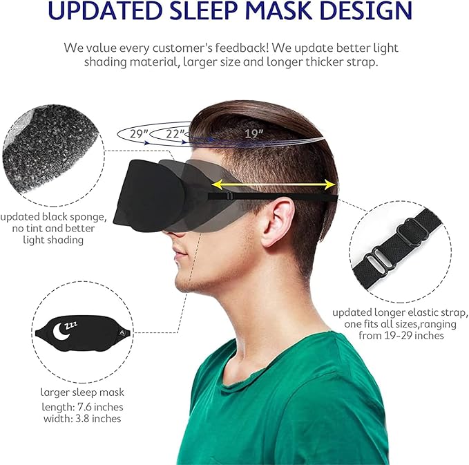Mavogel Cotton Sleep Mask - Sleep Eye Mask for Women Men, Light Blocking Night Eyemask, Super Soft and Comfortable Eye Covers for Sleeping Yoga Nap Meditation, Includes Travel Pouch (Moon Style)