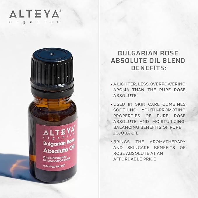 Alteya Bulgarian Rose Absolute Oil Rosa Damascena Multi-Use Oil Blend Excellent for Aromatherapy, Fragrance, Skincare and Massage Therapy 10mL