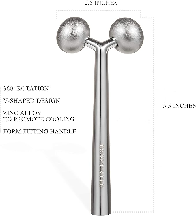 Facial Roller Massager, Cooling Metal to Contour and Reduce Puffiness, Face Lift, Anti-Aging, Skin Tightening & Botox Alternative, Reduce Wrinkles -Gua Sha Not Your Typical Jade Roller Massager