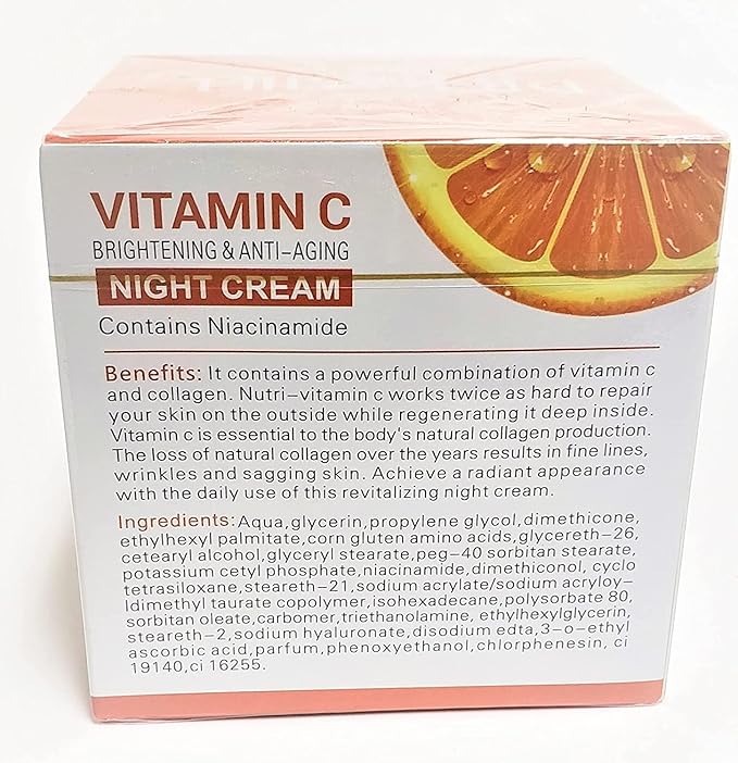 Dr Rashel Vitamin C Face Night Cream With Niacinamide and Collagen | Moisturizer | Anti-Aging | Lift & Firming Skin size 1.76 oz