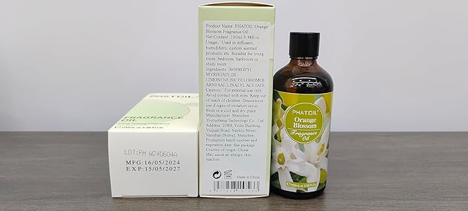 3.38FL.OZ Orange Blossom Fragrance Oils for Aromatherapy, Essential Oils for Diffusers for Home, Perfect for Diffuser, DIY Candle and Soap Making, DIY Scented Products - 100ml