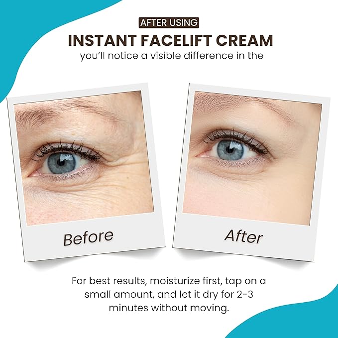 Instantly Ageless - Instant Face Lift Cream - Skin Care for Anti Aging face cream - Wrinkle Tightener - Instant Under Eye Bags Remover - Facelift 5 Vials