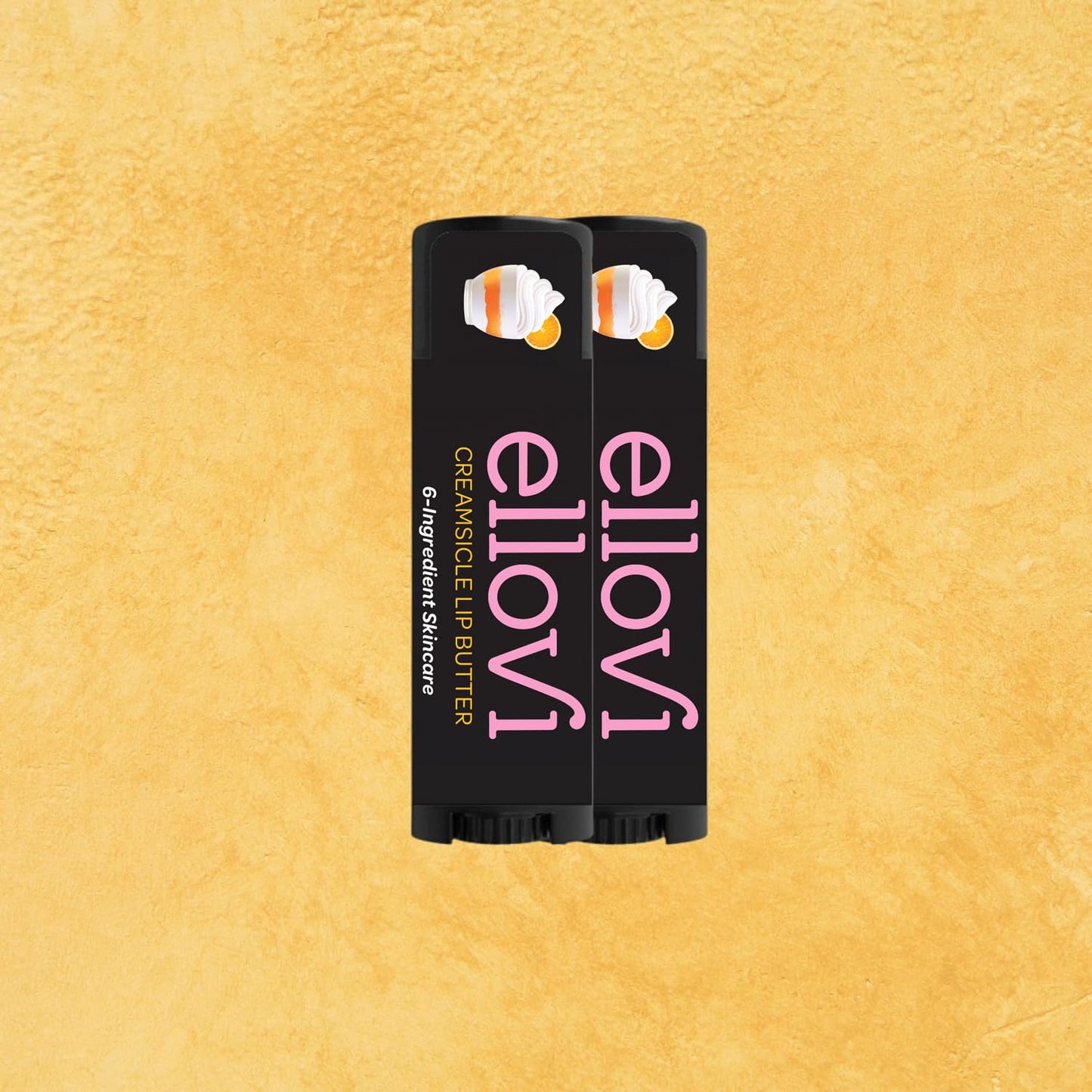 Ellovi Natural Lip Butter Lip Balm - Creamsicle - Pure Enough to Eat - Made With Just 6 Vegan Ingredients - 100% Natural & Organic Moisturizing Lip Care for All Day Hydration (2-Pack)