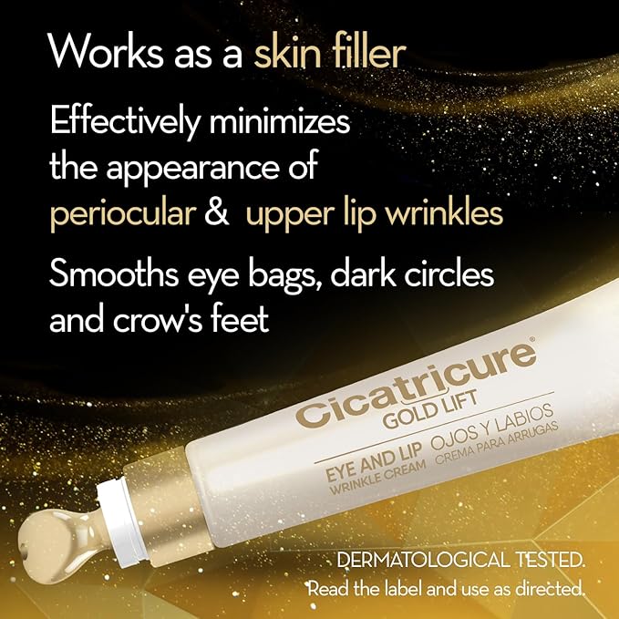 Cicatricure Gold Lift Dual Contour Eye and Lip Wrinkle Cream, Anti Aging Skin Care to Reduce Dark Circles, Puffiness & Expression Lines, 0.5 Ounce