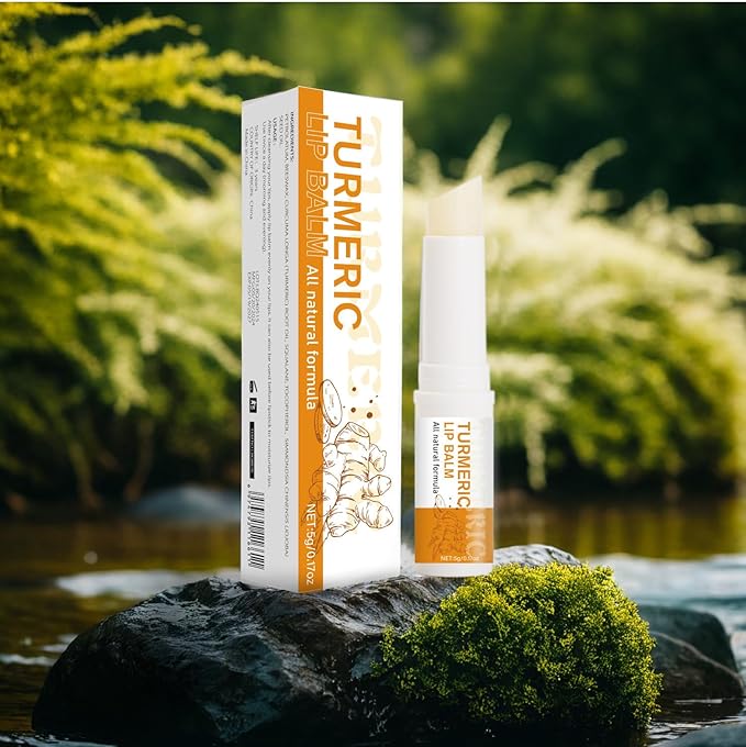 Turmeric Lip Balm for Smokers With Root Oil - Brightening for Dark Lips, Long-Lasting Moisturizer for Dry, Cracked, and Dull Lips - All Natural Hydrating Skin Care, 0.17 oz