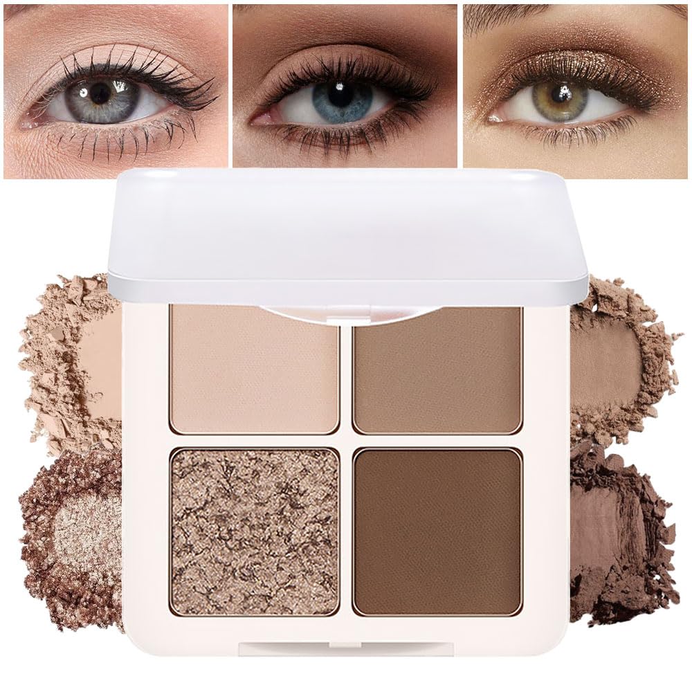 Eyeshadows Palette Makeup for Older Women, Neutral Nude Brown Eye Shadow, Powder Cream Glitter Matte Shimmer Quads Eyeshadow Palette, Long-lasting Pigmented Waterproof, sombras para ojos