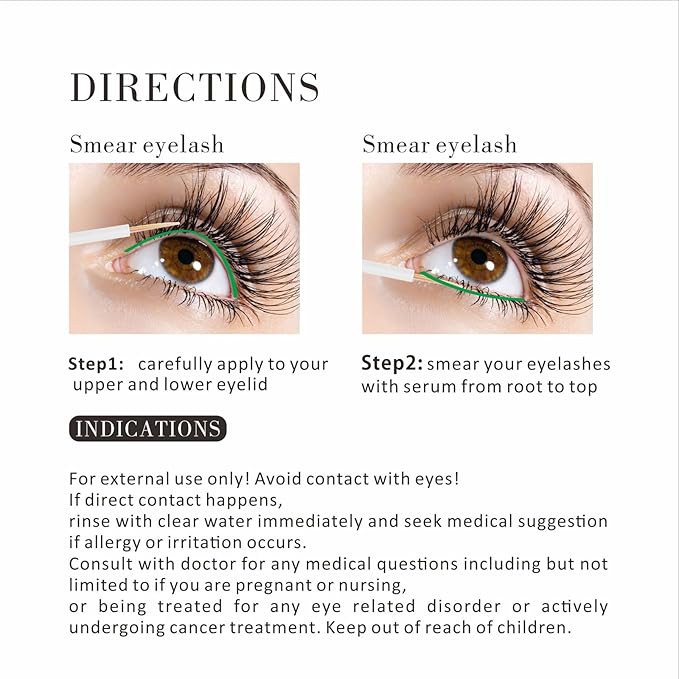 Eyelash Growth Serum for Lash Enhancing: Natural Booster for Longer & Stronger Lashes — Gentle on Sensitive Eyes (All Skin Types) — Day & Night Use with Applicator Brush