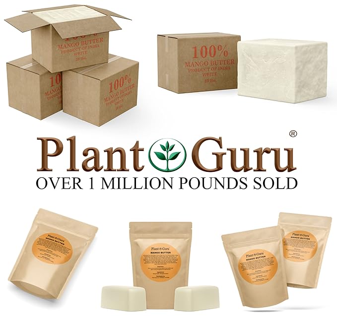 Raw Mango Butter 4 oz 100% Pure Natural Cold Pressed. Skin Body and Hair Moisturizer, DIY Creams, Balms, Lotions, Soaps.
