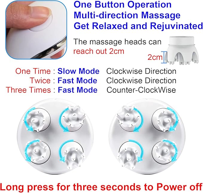 Electric Scalp Massager,Cordless Head Massager Scalp Stress Relax for Stimulating Hair Growth, Deep Clean, Blood Circulation and Stress Release for Pet with Four Replacement Massage Heads