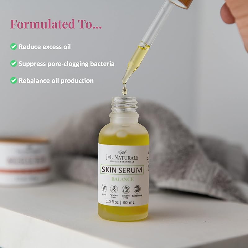 J&L Naturals | Face & Body Oil for Oily, Sensitive, Dry, Combination, Mature, & Dull Skin Types | With Jojoba Oil, Grapeseed Oil, Sunflower Oil (1 Fl Oz (Pack of 5), Balance (oily, combination))