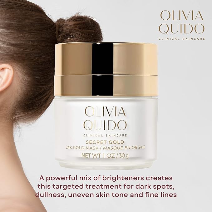 OLIVIA QUIDO Clinical Skin Care Secret Gold 24K Mask | Anti-Aging Night Cream for Face and Neck | Tightens Wrinkles & Fine Lines | Whitens Dark Spots, Melasma & Acne Scars | Non-Comedogenic Night Mask