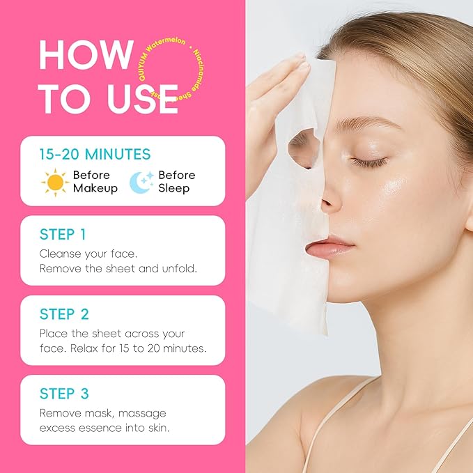 Fruit Face Masks Skincare, Facial Masks for Women, Skin Care for Teens Girls 10-12, Sheet Masks Beauty with Natural Ingredients, Moisturize & Soothe for All Skin Type, Birthday Party Spa Gift 25 Pack