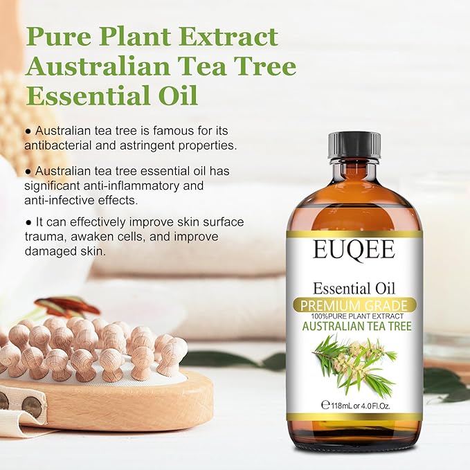 Australian Tea Tree Essential Oil (4 oz/118 ml) Premium Grade Australian Tea Tree Oil Essential, Perfect for Diffusers, Humidifier, Candle Making, Soap & Candle Making