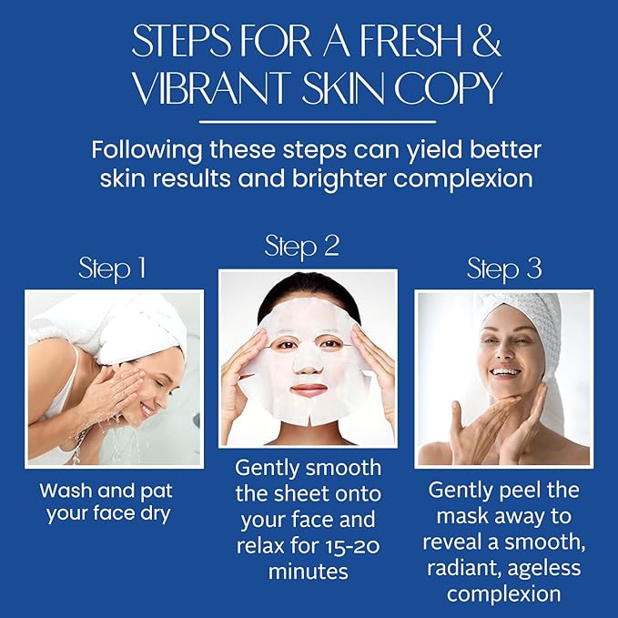 Hyaluronic Acid Sheet Face Mask - Skin Firming, Anti-Aging, Moisturizes & Plumps Skin - Dermatologist Tested, Cruelty-Free Korean Skin Care for All Skin Types - 5 Masks