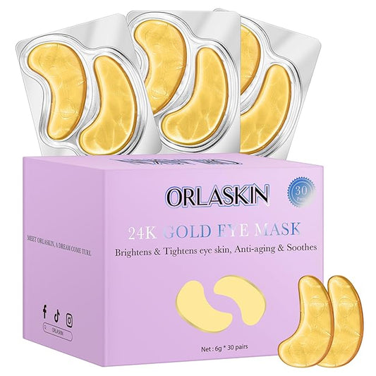 Under Eye Patches,30 Pairs Eye Mask Skin care for Dark Circles, Puffy Eyes, Under eye Bags,Wrinkles,Eye Treatment Skin Care for Men & Women Gift （24K Gold）