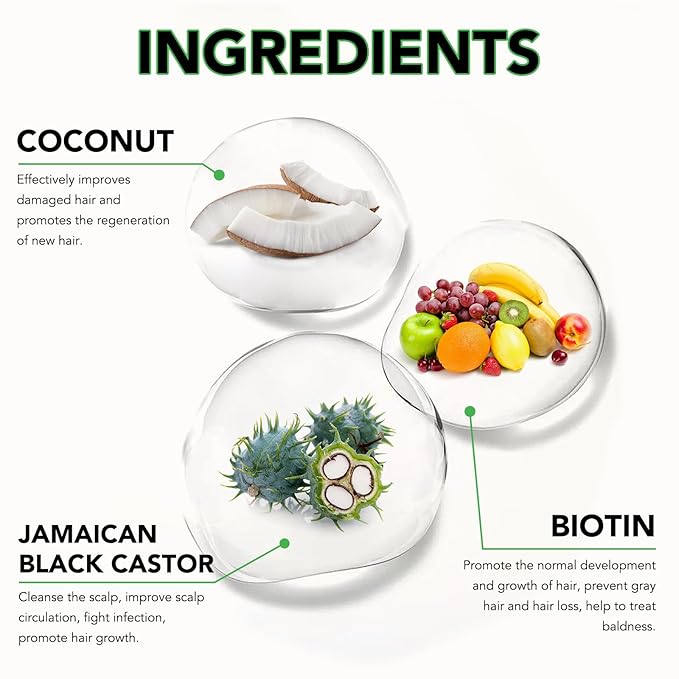 Jamaican Black Castor Hair Mask, Deep Repair Conditioning Castor Oil,Strengthens & Nourishes Hair Oil, Biotin Deep Treatment, Hair Mask to Repair Dry, Damaged & Frizzy Hair for All Hair Types