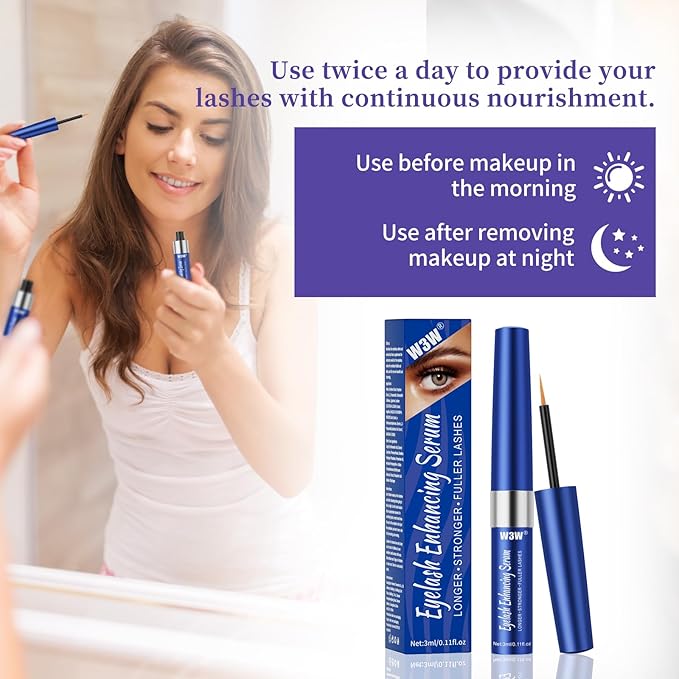 Lash Serum, W3W Eyelash Growth Serum, Eyelash Serum, Lash Serum for Boost Lash Growth Serum, Advanced Formula for Longer, Fuller, and Thicker Lashes, 3 ML (Blue)