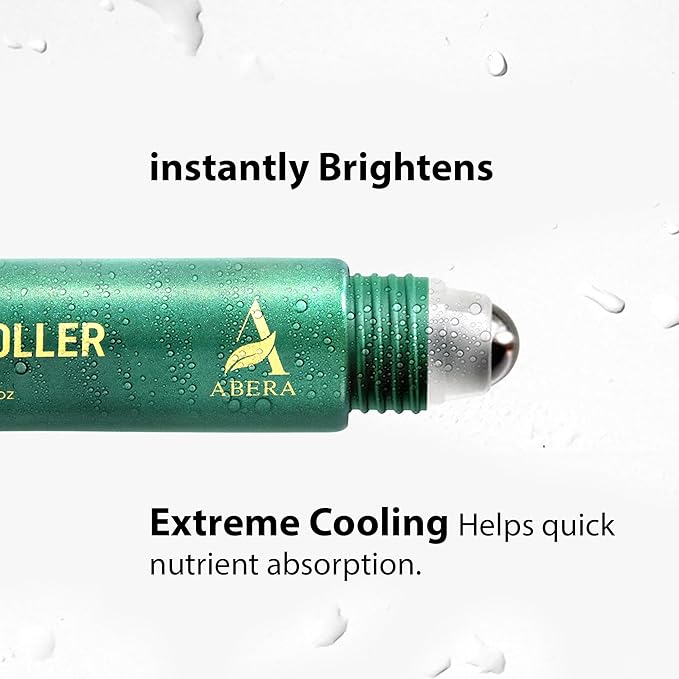 Abera Eye Roller Serum with Mint Essence for Men, Vitamin C and Peptides - Energizing Serum for Dark Circles and Puffiness, Fine Lines Serum, 0.34 fl oz (B. 2 Boxes)
