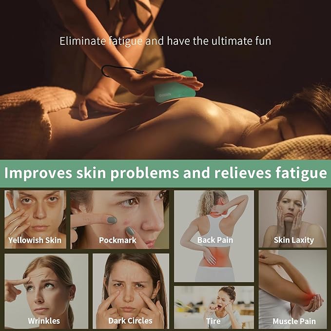 3PC Gua Sha Tools Set - Natural Nephrite Jade Facial & Body Stones, Hypoallergenic Skin Care Kit with Adjustable Cord & A Thoughful Acessory Pouch