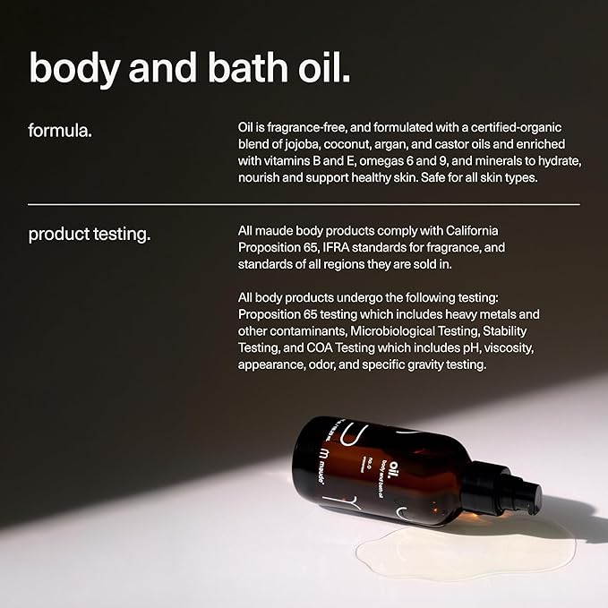 Maude Oil No. 0 - Hydrating Organic Massage + Body Oil - Skin Moisturizer with Organic Jojoba, Coconut & Castor Oil - Rich in Vitamin B + Vitamin E (4 fl oz)