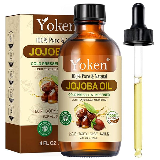 Jojoba Oil 4 fl oz EWG Verified Organic 100% Pure Jojoba Oil Cold Pressed for Skin, Hair, Nails, Cuticles - Unrefined & Hexane Free, Natural Moisturizer Carrier oils Facial Serum for Gua Sha
