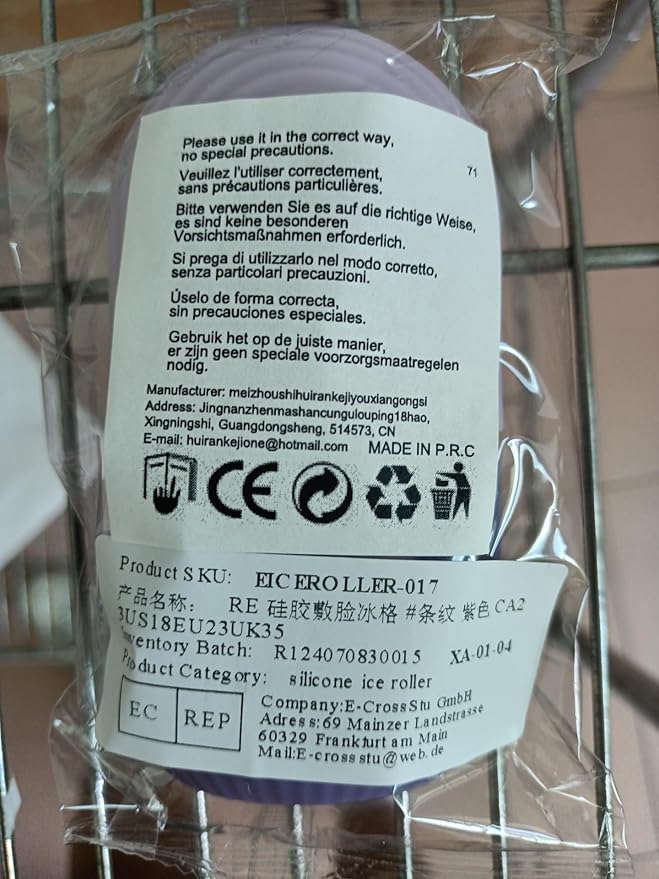 Ice Face Roller, Reusable Silicone Mold Face Massage Eye Facial Beauty Skin Care Tools Apply Ice for Shrink Pores Anti Wrinkle Reduce Puffiness Improve Skin Elasticity, Striped, Purple