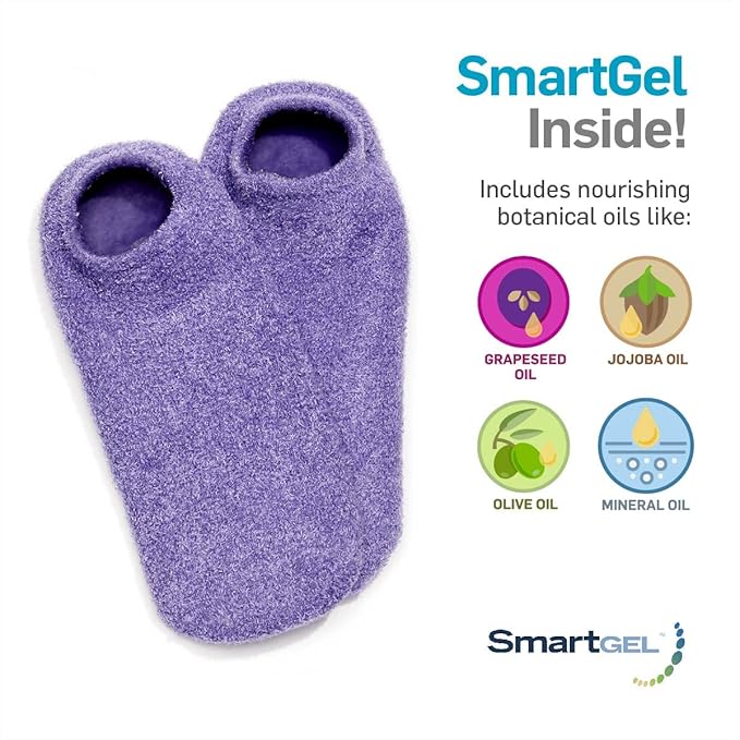 NatraCure Moisturizing Gel Socks - (Helps Dry Feet, Cracked Heels, Dry Heels, Rough Calluses, Cuticles, Dead Skin, Use with Your Favorite Lotions, Creams or Spa Pedicure) - Color: Lavender