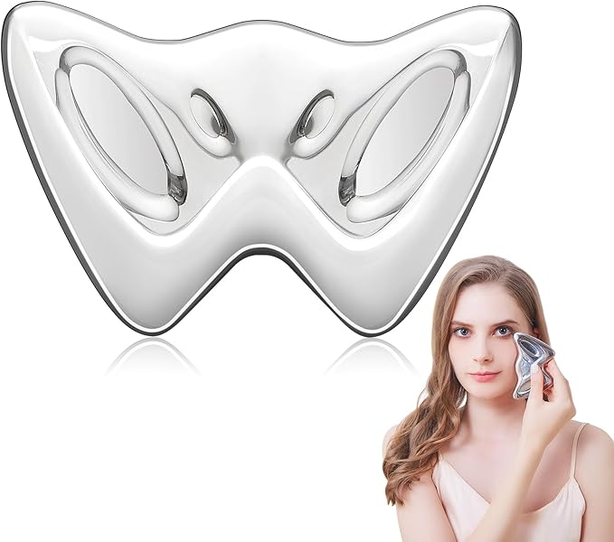 Gua Sha Cooling Facial Tool, Stainless Steel Massage Tool, Scraper Tool for Soft Tissue Physical Therapy Stuff, Guasha Beauty Tool for Body Eyes Neck