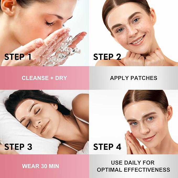 Reusable Wrinkle Patches - Silicone Fusion Treatment Forehead Patches for Brow Lift, Wrinkle Smoothers, Reduce Frown Lines & Face Lift - 3 Pack (Forehead)