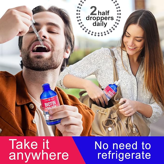 Vegan Liquid BIOTIN with Silica Pro-Collagen 12,500mcg. Supports Healthy Hair, Glowing Skin, Strong Nails. Boost Energy. For Men and Women–Concentrated Formula. Natural Cherry Flavor. 4oz