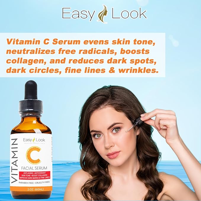 Vitamin C Face Serum – Anti Aging Facial Serum with Vitamin C, for Dark Spots, Even Skin Tone, Eye Area, Fine Lines & Wrinkles, 2 Fl Oz