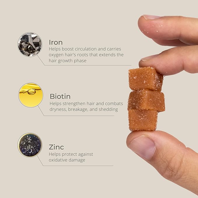 DS Laboratories Revita Hair Growth Gummies, Biotin, Vitamin D, Iron, Magnesium, Melatonin & Zinc Supplement, Vegan, Supports Thicker Hair Growth, Gluten Free (Packaging May Vary)