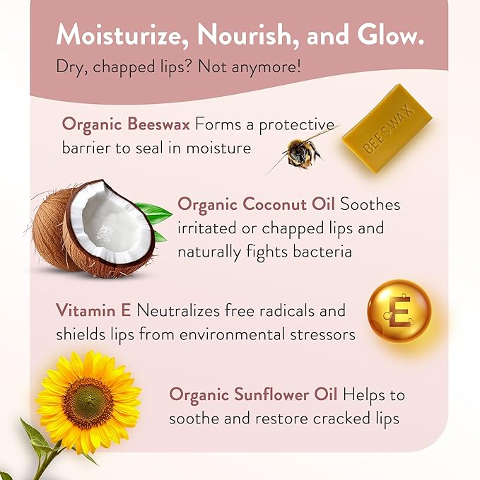 Organic Moroccan Magic Lip Balm 3 Pack | Original Unscented Lip Balm Set | Chapsticks for Dry Lips | Made with Natural Argan, Essential Oils Lip Moisturizer and Vitamin E | Smooth Application