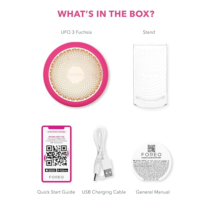 FOREO UFO 3 Deep Face Moisturiser - 5-in-1 Facial Spa - Red Light, Warming, Cooling, Face Massage, Anti Aging - Face Mask Skin Care - Fuchsia