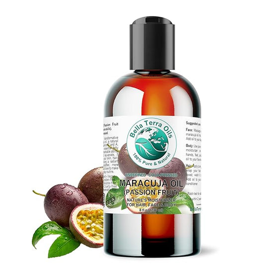 Bella Terra Oils - Maracuja (Passion Fruit) Oil 8 oz - Famed for its High B-Complex Vitamins, Essential Elixir for Radiant & Silky Skin Experience