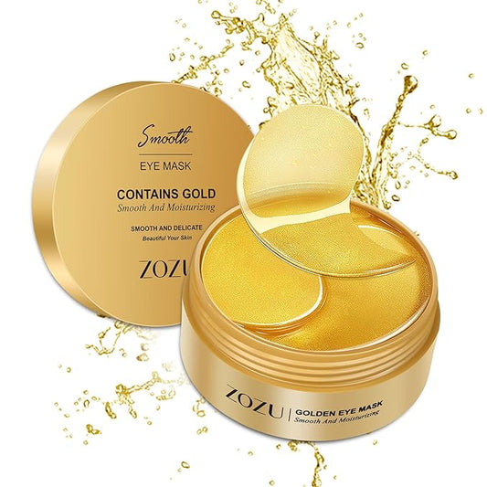 Under Eye Mask, 60 PCS Golden Gel Under Eye Patches for Dark Circles, Undereye Bags, Wrinkles Gel Under Eye Patches Gifts for Women Birthday Gifts for Women