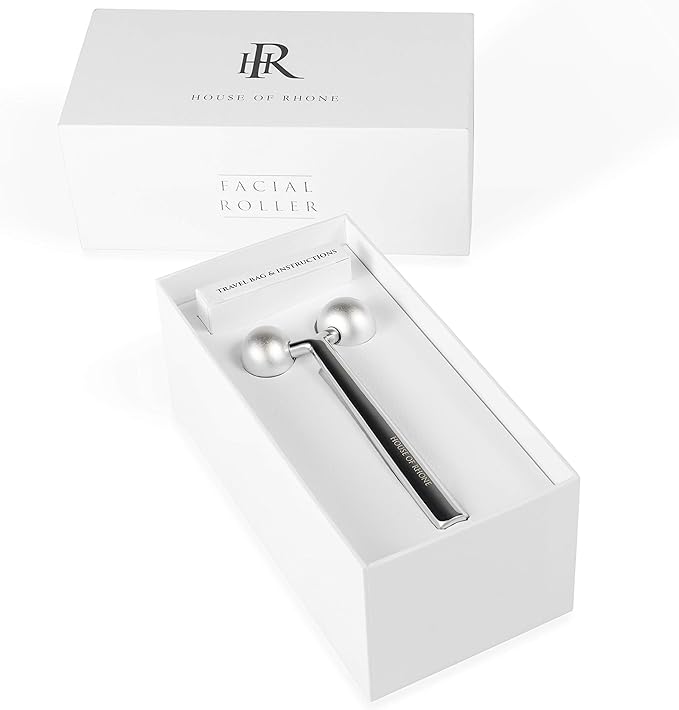 Facial Roller Massager, Cooling Metal to Contour and Reduce Puffiness, Face Lift, Anti-Aging, Skin Tightening & Botox Alternative, Reduce Wrinkles -Gua Sha Not Your Typical Jade Roller Massager