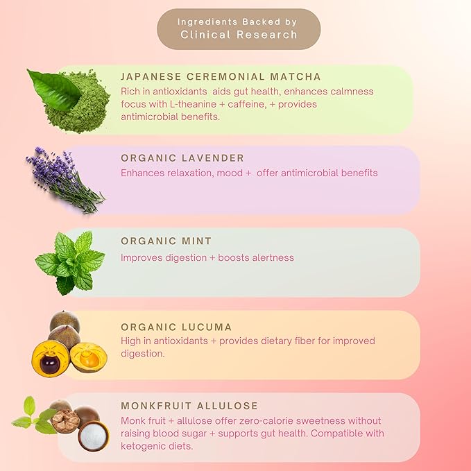 Eleven TLC, Lavender Minty Matcha Powder Ceremonial Grade Wellness Drink Mix, (Sourced from Japan) Vegan Flavored Matcha Latte, Amber Non-Reactive Glass Jar, 21 Servings