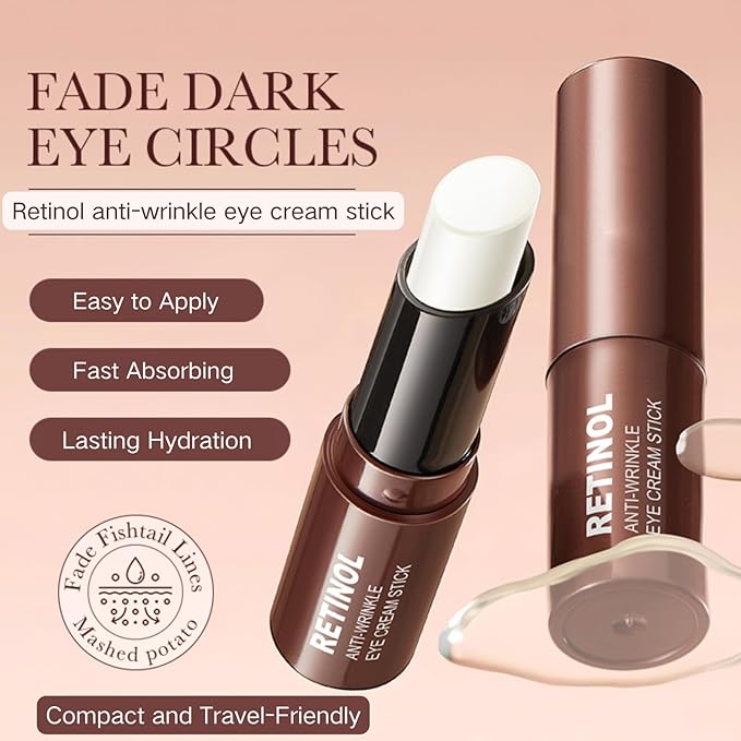 2PCS Retinol Eye Stick - Retinol Eye Cream Anti Aging - Under Eye Cream for Da rk Circles - Serum for Puffiness and Bags under Ey es - Skin moisturizer for Women Hydrates,Firms,Smooth（2pcs）