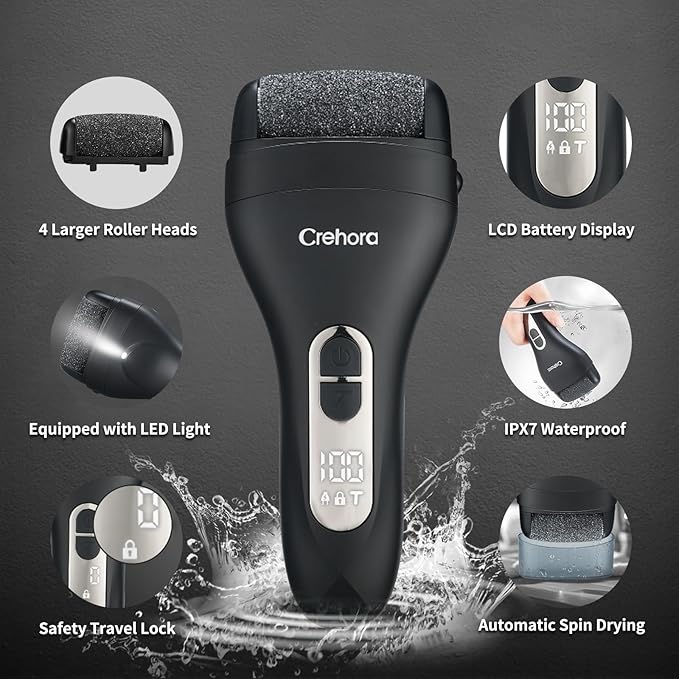 Rechargeable Electric Foot Callus Remover - Waterproof Pedicure Tool for Hard, Cracked, Dry Skin